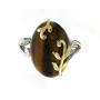 14kt Gold-SS Genuine Tiger Eye & Diamond Ring