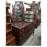 Fancy Mahogany Dresser & Mirror