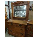 Antique Oak Dresser & Mirror - VERY NICE