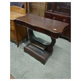 Antique Harp Table W/ Mirrored Base