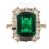 14kt Gold 6.96 ct Emerald & Diamond Ring