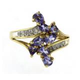 10kt Gold Genuine Tanzanite & Diamond Ring