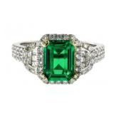 18kt Gold 3.04 ct Emerald & Diamond Ring