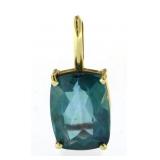 14kt Gold Cushion Cut 11.60 ct Green Topaz Pendant