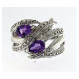 Genuine Amethyst & Diamond Accent Ring