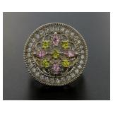 Pink & Yellow Topaz Large Party Ring