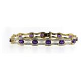 Genuine 7.50 ct Amethyst & Diamond Bracelet