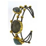 Genuine Turquoise & Druzy Cuff Bracelet