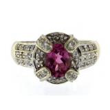 14kt Gold Pink Topaz & Diamond Designer Ring