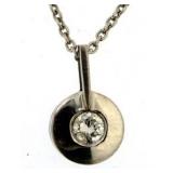 14kt Gold Bezel Set Diamond Solitaire Pendant