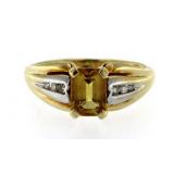 10kt Gold Golden Citrine & Diamond Ring