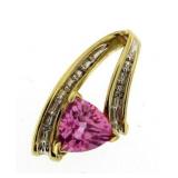 10kt Gold Trillion Pink Sapphire & Diamond Pendant