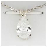 Crescent Pear Cut White Topaz Pendant