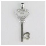 Antique Skeleton Key White Topaz Pendant