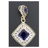 Elegant 6.44 ct Sapphire & Topaz Baguette Pendant