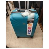 On-tour teal suitcase