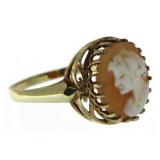14kt Gold Antique Shell Carved Cameo Ring