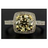 14kt Gold Round 2.36 ct Fancy Yellow Diamond Ring