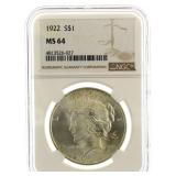 1922 MS64 Peace Silver Dollar