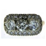 14kt Gold Antique 2.00 ct 3 Stone Estate Ring