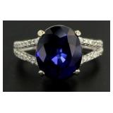 14kt Gold 6.93 ct Sapphire & Diamond Ring