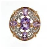 Genuine 4.10 ct Amethyst & Diamond Designer Ring