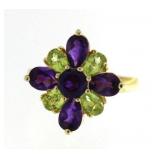 Beautiful Peridot & Amethyst Dinner Ring