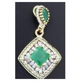 Elegant 4.25 ct Emerald & Topaz Baguette Pendant