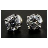 14kt Gold 1.89 ct Round Diamond Stud Earrings