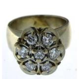 14kt Gold Antique 1.00 ct Diamond Cluster Ring