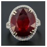 14kt Gold Oval 18.10 ct Ruby & Diamond Ring