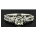 14kt Gold Cushion Cut 1.51 ct VS Diamond Ring