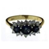 14kt Gold Genuine Sapphire & Diamond Ring