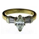 14kt Gold Marquise Cut 1.00 ct Diamond Solitaire