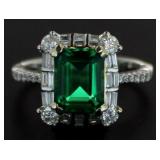 14kt Gold 3.71 ct Emerald & Diamond Ring