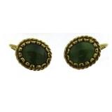 10kt GoldAntique  Natural Jade Earrings