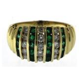 14kt Gold Channel Set 2.00 ct Emerald/Diamond Ring
