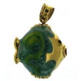 14kt Gold Italian Enameled Fish Pendant