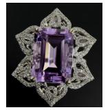 14kt Gold 16.08 ct Amethyst & Diamond Ring