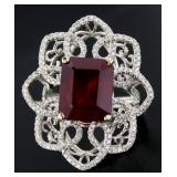 14kt Gold 12.01 ct Ruby & Diamond Designer Ring