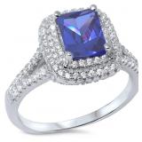 Radiant 2.00 ct Tanzanite Designer Halo Ring