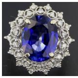 14kt Gold Oval 8.59 ct Sapphire & Diamond Ring