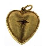 14kt Heavy Gold Ruby Heart Pendant