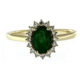 10kt Gold Natural Emerald & Diamond Ring