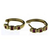 14kt Gold Genuine Ruby & Diamond Huggie Earrings