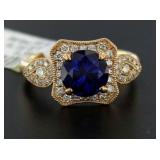 14kt Rose Gold 3.09 ct Sapphire & Diamond Ring