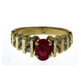 14kt Gold Natural Ruby & Diamond Ring