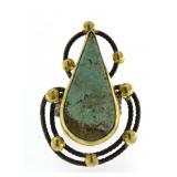 Genuine XL Fancy Pear Turquoise Designer Ring