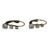 14kt Gold White Topaz Huggie Earrings