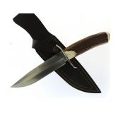 Hen & Rooster Large Stag Handle Fixed Blade Dagger